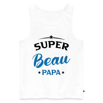 Beau-père Cadeau Super beau papa - Débardeur bio Premium Homme - blanc - Devant - Michal (187cm)