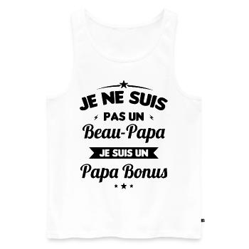 Je ne suis pas un beau-papa je suis un papa bonus - Débardeur bio Premium Homme - blanc - Devant - Michal (187cm)