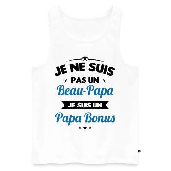 Je ne suis pas un beau-papa je suis un papa bonus - Débardeur bio Premium Homme - blanc - Devant - Michal (187cm)