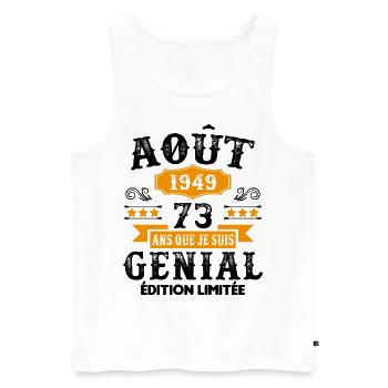 73 Ans Anniversaire Vintage Né(e) en Août 1949 - Débardeur bio Premium Homme - blanc - Devant - Michal (187cm)