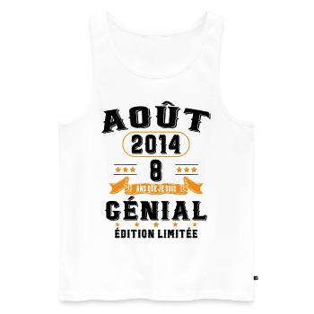 8 Ans Anniversaire Vintage Né(e) en Août 2014 - Débardeur bio Premium Homme - blanc - Devant - Michal (187cm)