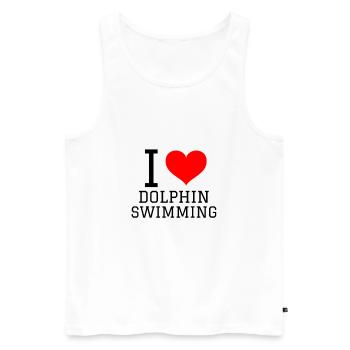 Swimming Saying Funny I Love Dolphin Swimming - Men's Premium Organic Tank Top - white - Front - AI Model Male 178 light (178cm)