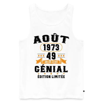 49 Ans Anniversaire Vintage Né(e) en Août 1973 - Débardeur bio Premium Homme - blanc - Devant - Michal (187cm)