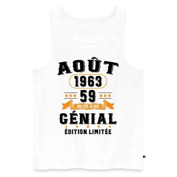 59 Ans Anniversaire Vintage Né(e) en Août 1963 - Débardeur bio Premium Homme - blanc - Devant - Michal (187cm)