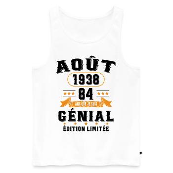 84 Ans Anniversaire Vintage Né(e) en Août 1938 - Débardeur bio Premium Homme - blanc - Devant - Michal (187cm)