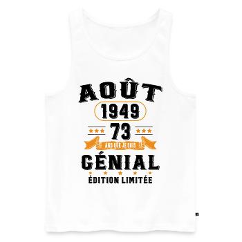 73 Ans Anniversaire Vintage Né(e) en Août 1949 - Débardeur bio Premium Homme - blanc - Devant - Michal (187cm)