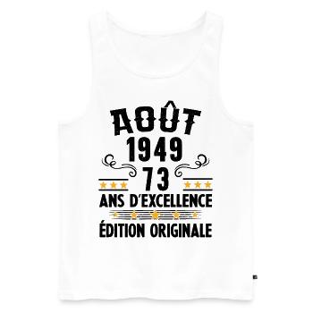 73 Ans Anniversaire Vintage Né(e) en Août 1949 - Débardeur bio Premium Homme - blanc - Devant - Michal (187cm)