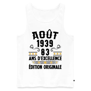 83 Ans Anniversaire Vintage Né(e) en Août 1939 - Débardeur bio Premium Homme - blanc - Devant - Michal (187cm)