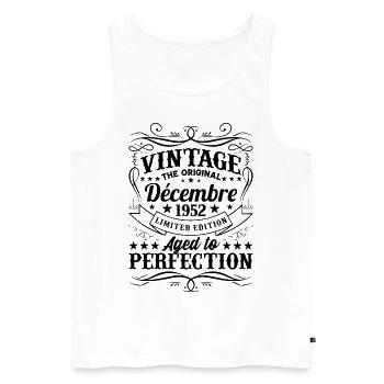 Vintage Flourish Cadeau Anniversaire Décembre 1952 - Débardeur bio Premium Homme - blanc - Devant - Michal (187cm)