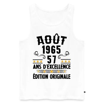 57 Ans Anniversaire Vintage Né(e) en Août 1965 - Débardeur bio Premium Homme - blanc - Devant - Michal (187cm)