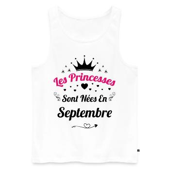 Les Princesses Sont Nées En Septembre Anniversaire - Débardeur bio Premium Homme - blanc - Devant - AI Model Male 178 light (178cm)