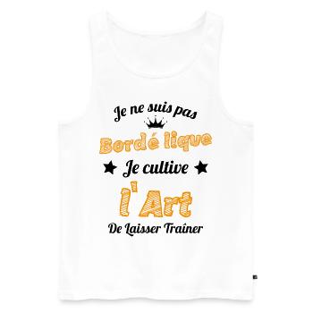 Pas Bordélique l'art De Laisser Traîner Humour - Débardeur bio Premium Homme - blanc - Devant - AI Model Male 178 light (178cm)
