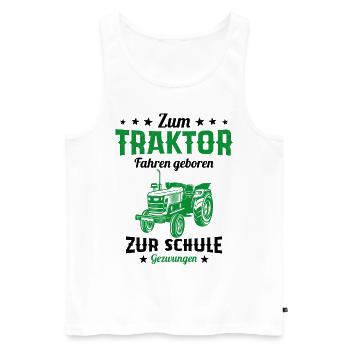 Né pour conduire un tracteur humour cadeau - Débardeur bio Premium Homme - blanc - Devant - Michal (187cm)