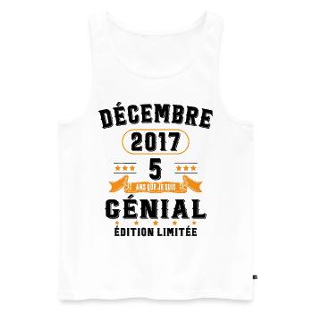 5 Ans Anniversaire Vintage Né(e) en Décembre 2017 - Débardeur bio Premium Homme - blanc - Devant - Michal (187cm)
