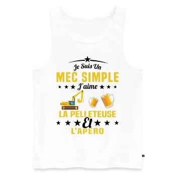 Un Mec Simple J'aime La Pelleteuse Et L'apéro - Débardeur bio Premium Homme - blanc - Devant - Michal (187cm)
