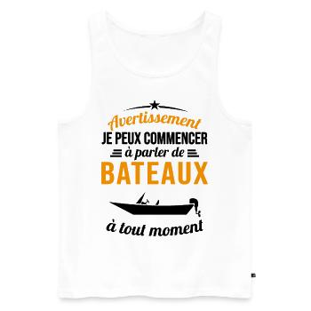 Parler De Bateaux À Tout Moment Cadeau Pêcheur - Débardeur bio Premium Homme - blanc - Devant - Michal (187cm)