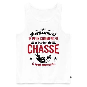 Parler De Chasse à Tout Moment Cadeau Chasseur - Débardeur bio Premium Homme - blanc - Devant - AI Model Male 178 light (178cm)