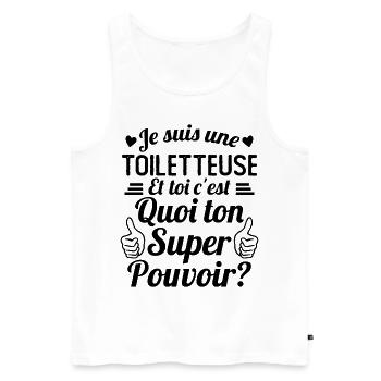 Je suis une Toiletteuse c'est mon super pouvoir - Débardeur bio Premium Homme - blanc - Devant - Michal (187cm)