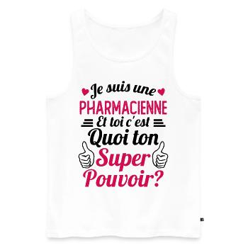 Je suis une pharmacienne c'est mon super pouvoir - Débardeur bio Premium Homme - blanc - Devant - Michal (187cm)