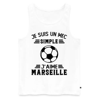 je suis un mec simple j'aime Marseille - Débardeur bio Premium Homme - blanc - Devant - Michal (187cm)