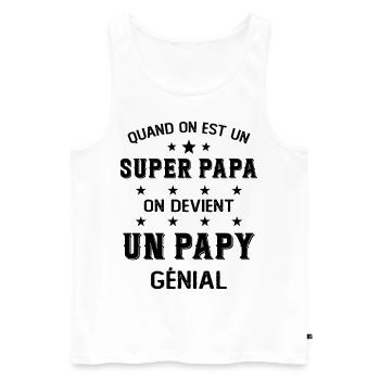Un Super Papa On Devient Un Papy Génial - Débardeur bio Premium Homme - blanc - Devant - Michal (187cm)