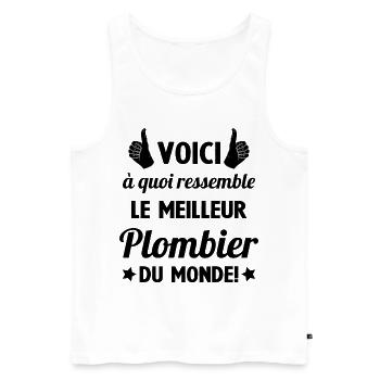 Le Meilleur Plombier du Monde Cadeau Plombier - Débardeur bio Premium Homme - blanc - Devant - Michal (187cm)