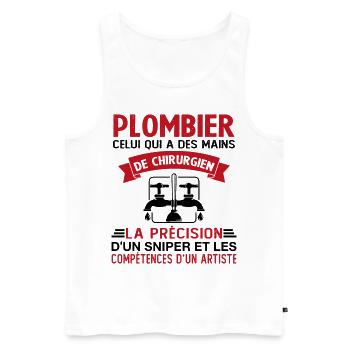 Homme Cadeau drôle plombiers Humour - Débardeur bio Premium Homme - blanc - Devant - Michal (187cm)