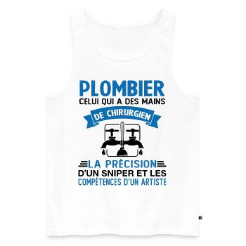 Homme Cadeau drôle plombiers Humour - Débardeur bio Premium Homme - blanc - Devant - Michal (187cm)