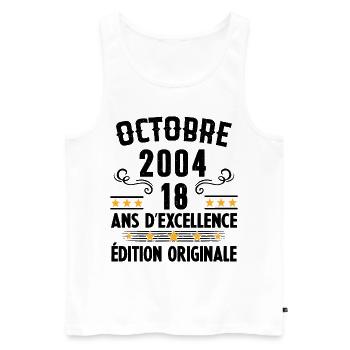 18 Ans Anniversaire Vintage Né(e) en Octobre 2004 - Débardeur bio Premium Homme - blanc - Devant - Michal (187cm)