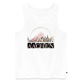 Aachen Deutschland Stadt Skyline Schrift Gold - Männer Premium Bio Tank Top - Weiß - Vorne - Michal (187cm)