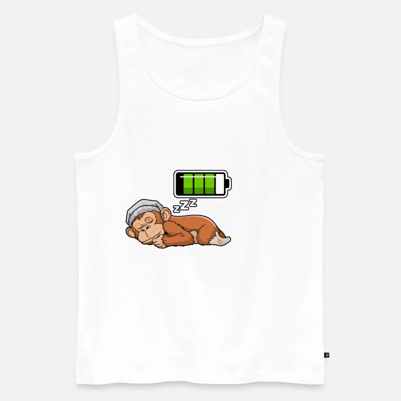 Monkey Sleeping Recharging Night Bedtime - Männer Premium Bio Tank Top - Weiß