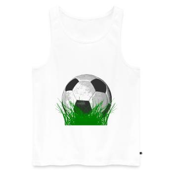 Soccer ball in the grass - Men's Premium Organic Tank Top - white - Front - AI Model Male 178 light (178cm)