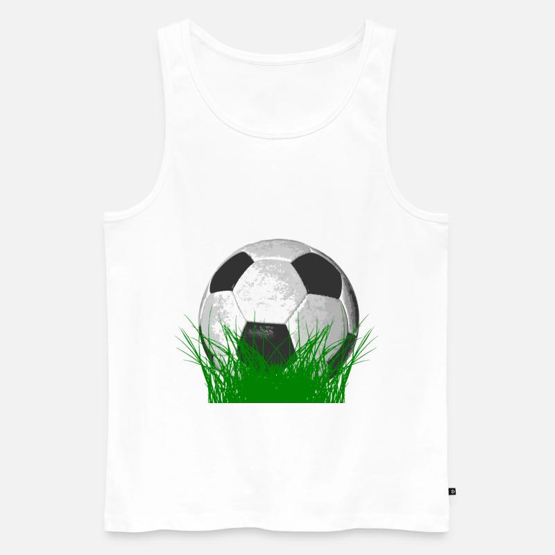 Fußball im Gras - Männer Premium Bio Tank Top - Weiß
