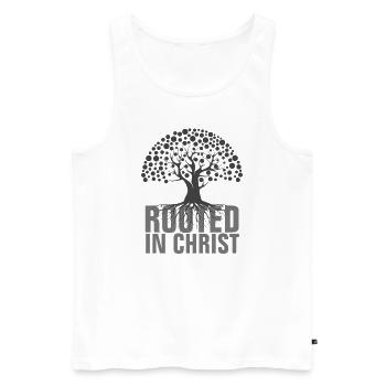 Rooted In Christ - Christian Quotes - Men's Premium Organic Tank Top - white - Front - Michal (187cm)