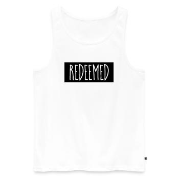Redeemed - Christian Quotes - Men's Premium Organic Tank Top - white - Front - AI Model Male 178 light (178cm)