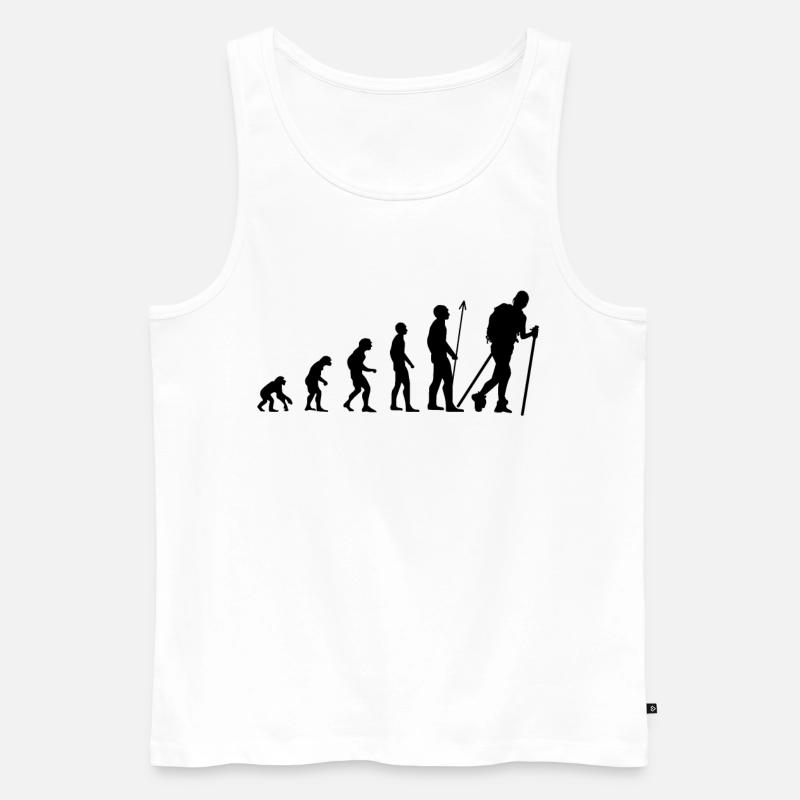 Wandern: Das Endstadium der Evolution - Männer Premium Bio Tank Top - Weiß