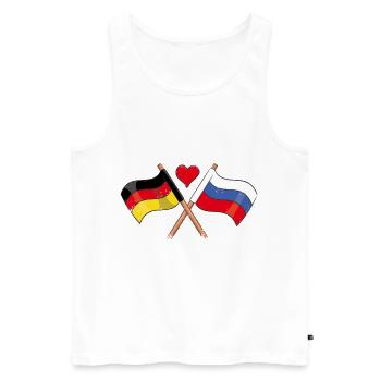 I love Russia Germany Flag Heart Flag - Men's Premium Organic Tank Top - white - Front - Michal (187cm)