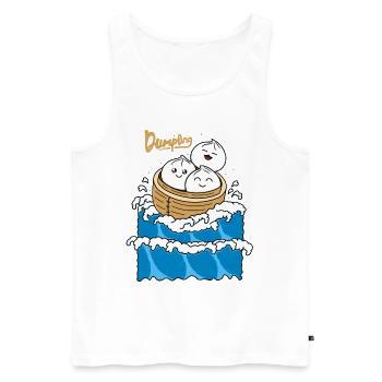 Dumpling in the Wave - Men's Premium Organic Tank Top - white - Front - Michal (187cm)