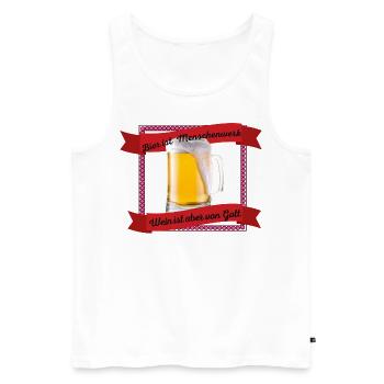 Bier ist Menschenwerk, Wein ist aber von Gott - Männer Premium Bio Tank Top - Weiß - Vorne - Michal (187cm)
