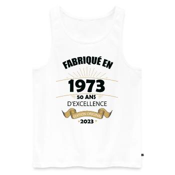 Fabriqué En 1973 Né En 1973 50 Ans Anniversaire - Débardeur bio Premium Homme - blanc - Devant - Michal (187cm)