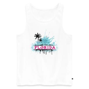 Floride USA Miami Amérique Été Palm Beach - Débardeur bio Premium Homme - blanc - Devant - AI Model Male 178 light (178cm)