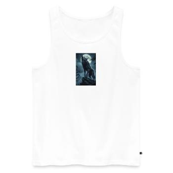 Wolf bei Vollmond - Männer Premium Bio Tank Top - Weiß - Vorne - Michal (187cm)