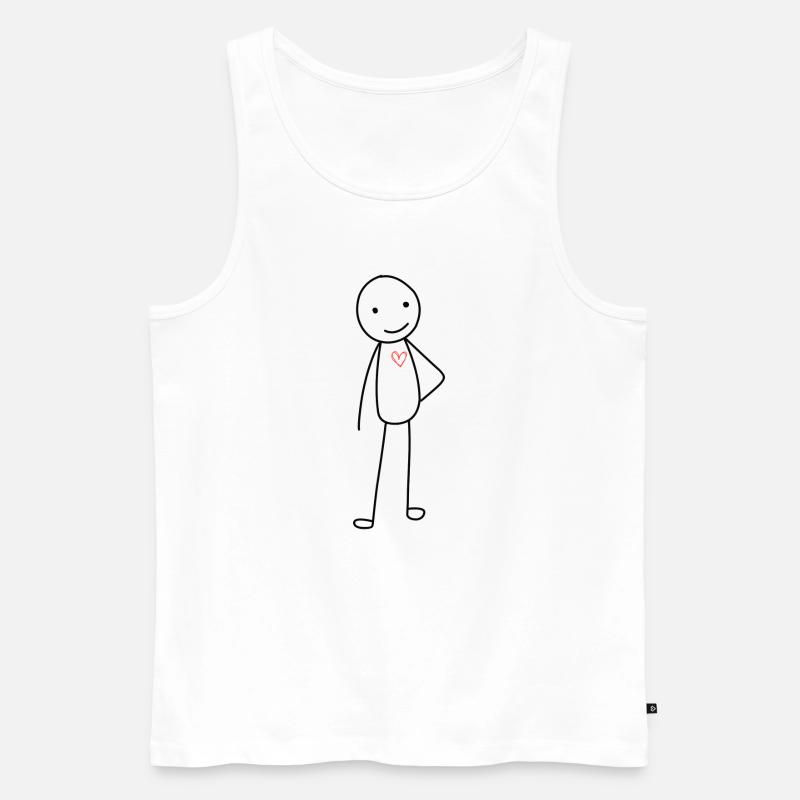 Strichmännchen mit Herz - Männer Premium Bio Tank Top - Weiß