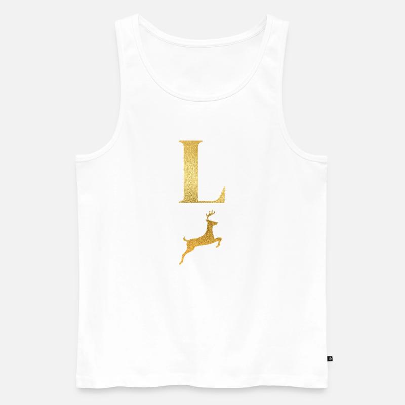 Buchstabe l Goldener Hirsch - Geschenkidee - Männer Premium Bio Tank Top - Weiß