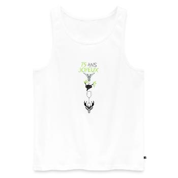 75 ans ane nid verre cerf rebus anniversaire - Débardeur bio Premium Homme - blanc - Devant - Michal (187cm)