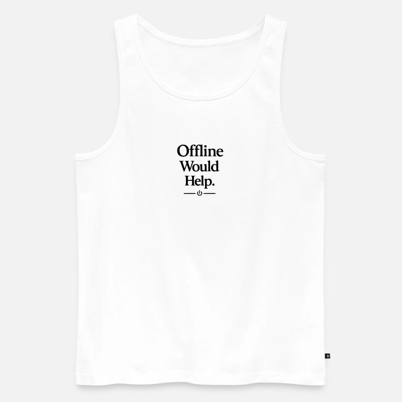 Offline Would Help - Men's Premium Organic Tank Top - white