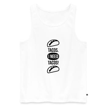 TACOS. I NEED TACOS! (v) - Männer Premium Bio Tank Top - Weiß - Vorne - Michal (187cm)