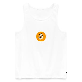 Retro X Bitcoin Crypto Satoshis Symbol 21 - Männer Premium Bio Tank Top - Weiß - Vorne - Michal (187cm)