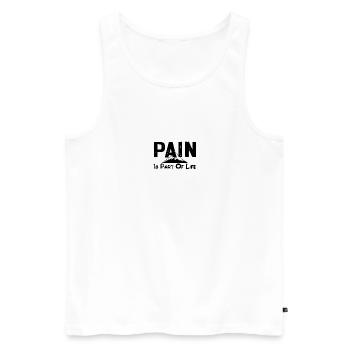 La douleur fait partie de la vie d’alpiniste - Débardeur bio Premium Homme - blanc - Devant - AI Model Male 178 light (178cm)