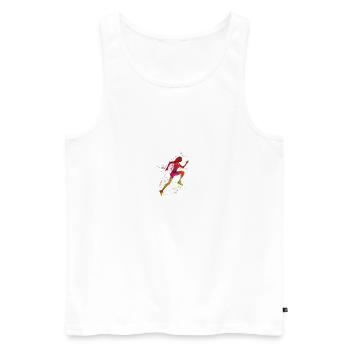 Faire du jogging en disant que je cours - Débardeur bio Premium Homme - blanc - Devant - Michal (187cm)